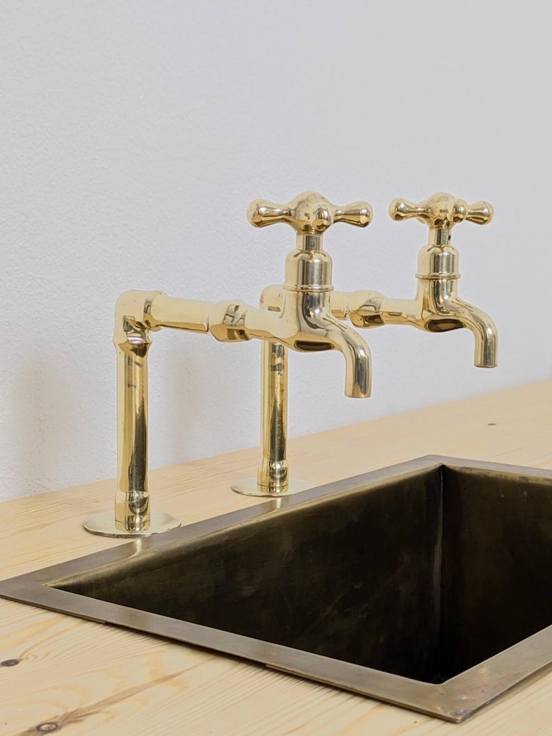 Unlacquered Brass kitchen and Bathroom Faucets