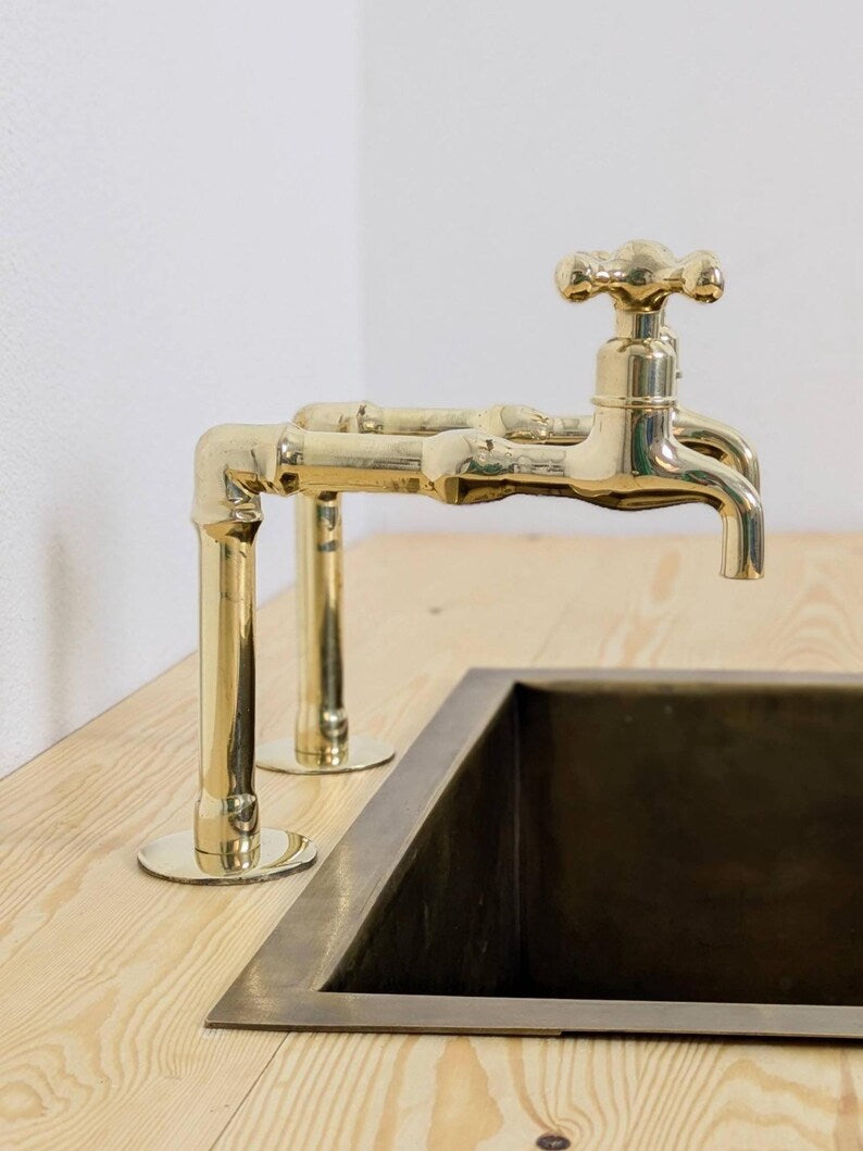 Unlacquered Brass kitchen and Bathroom Faucets