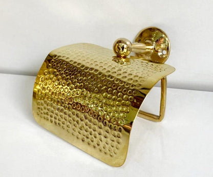 Unlacquered Hammered Brass Toilet Paper Holder