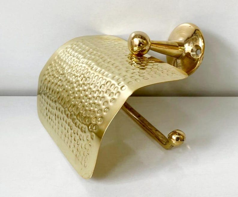 Unlacquered Hammered Brass Toilet Paper Holder