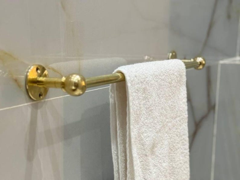 Unlacquered Brass Towel Rod Holder