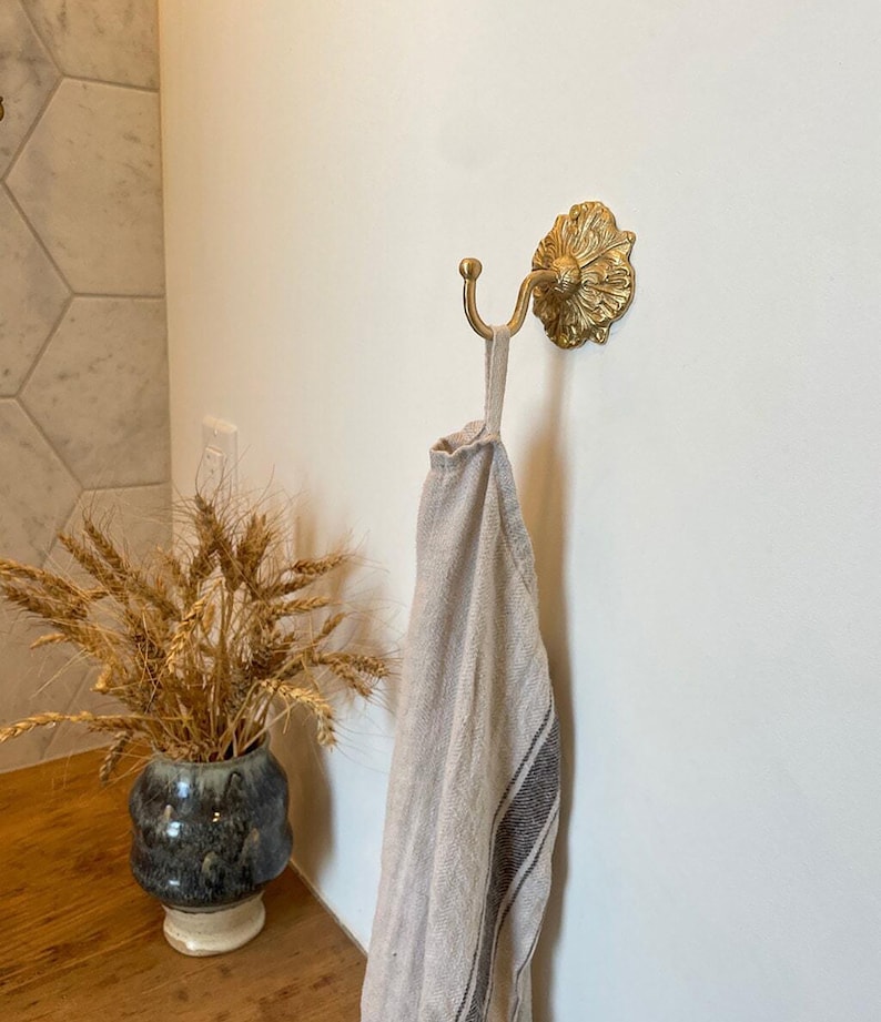 Solid Brass Wall Towel Hook Kitchen & Bathroom Use