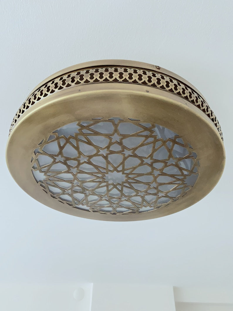 Star-Patterned Moroccan Brass Ceiling Light