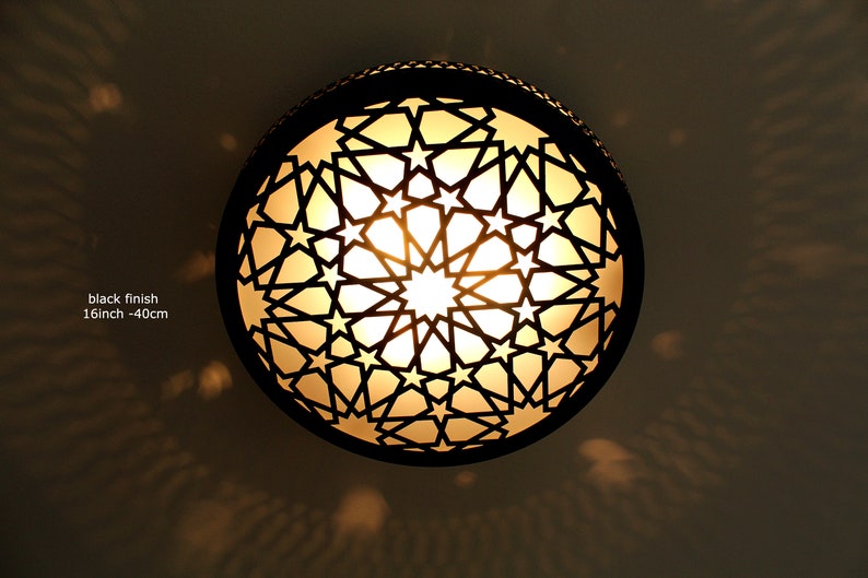 Star-Patterned Moroccan Brass Ceiling Light