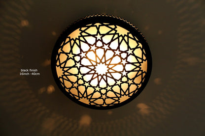 Star-Patterned Moroccan Brass Ceiling Light