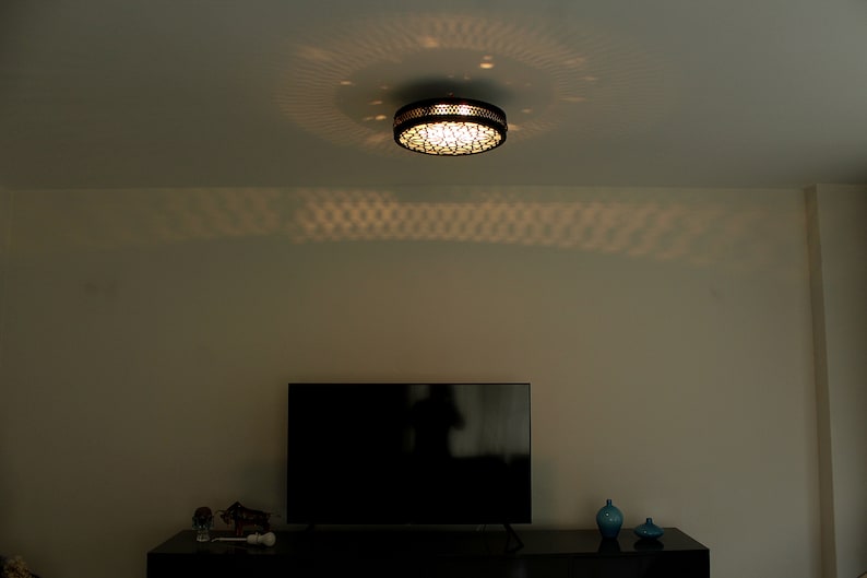 Star-Patterned Moroccan Brass Ceiling Light