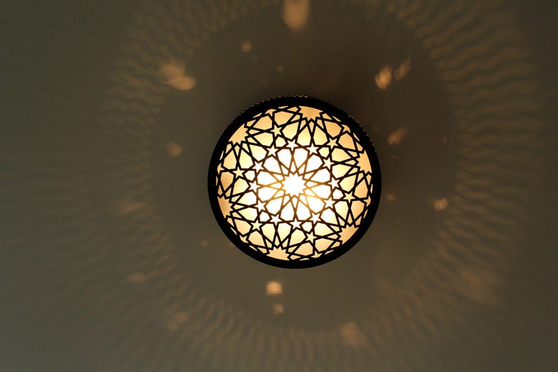 Star-Patterned Moroccan Brass Ceiling Light