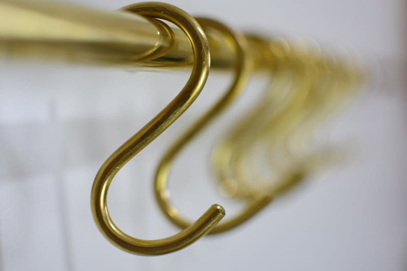 Unlacquered Brass Pot Rail with S Hooks