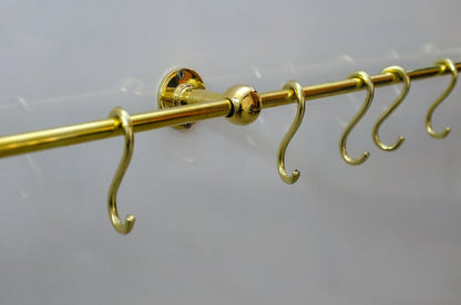 Unlacquered Brass Pot Rail with S Hooks