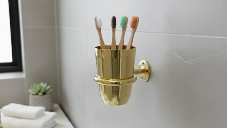 Farmhouse Brass Toothbrush Cup Holder