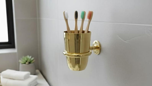 Farmhouse Brass Toothbrush Cup Holder