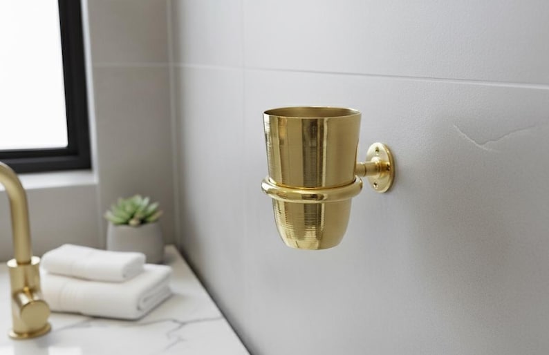 Farmhouse Brass Toothbrush Cup Holder