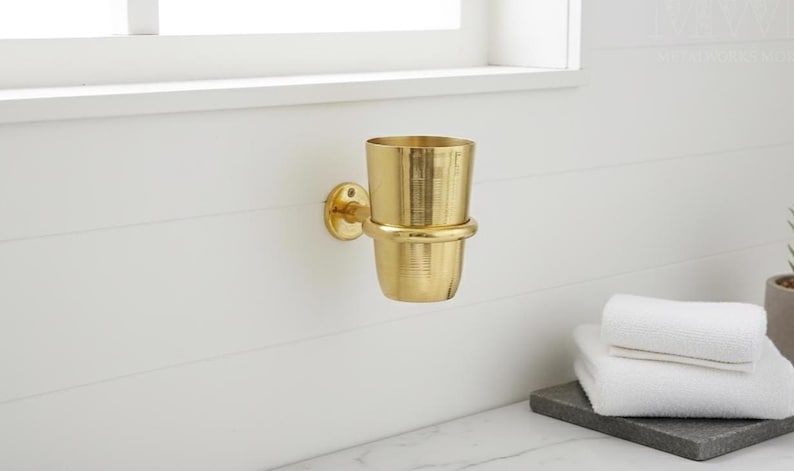 Farmhouse Brass Toothbrush Cup Holder