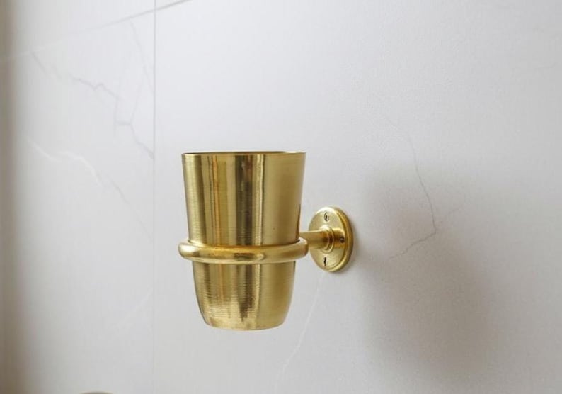 Farmhouse Brass Toothbrush Cup Holder