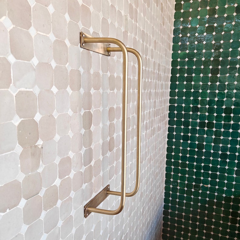 Double Unlacquered Brass Towel Rack