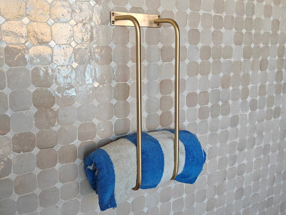 Double Unlacquered Brass Towel Rack