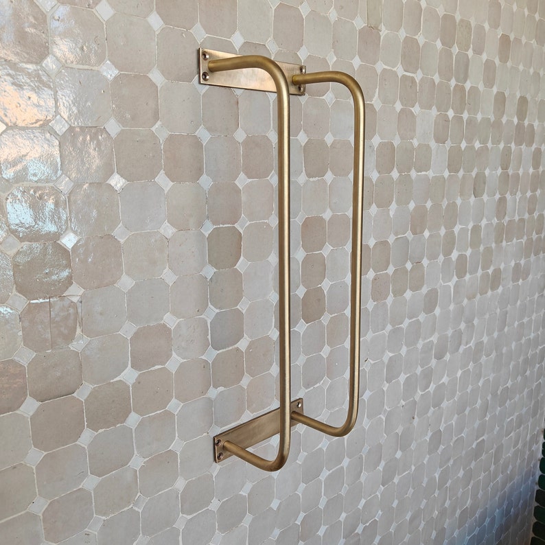 Double Unlacquered Brass Towel Rack