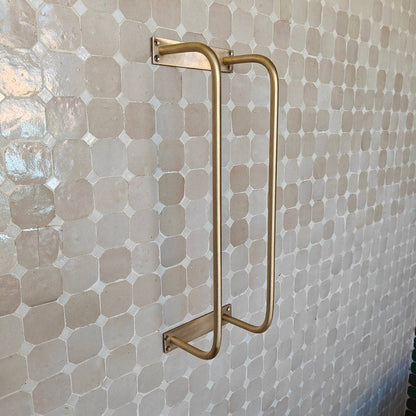 Double Unlacquered Brass Towel Rack