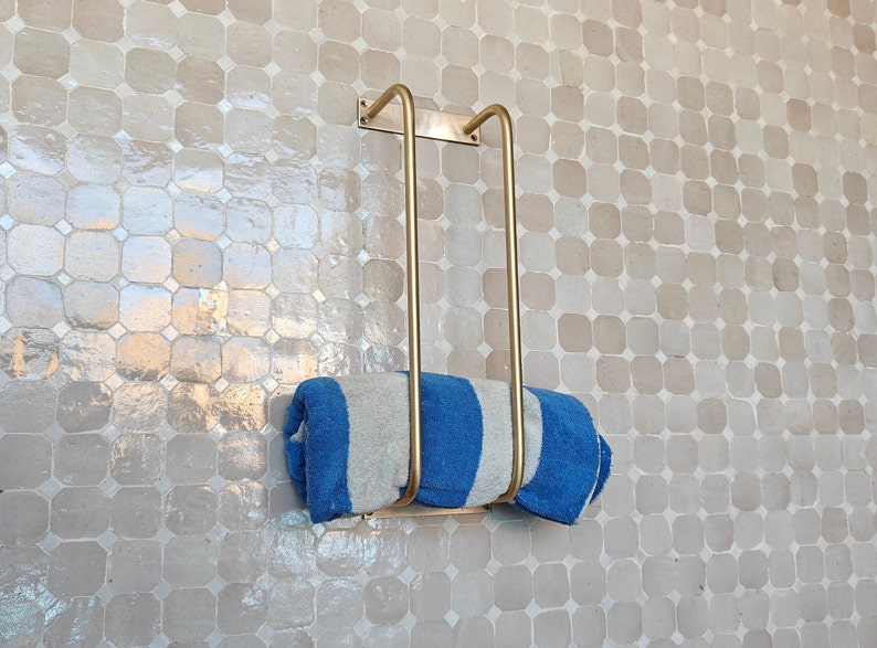 Double Unlacquered Brass Towel Rack