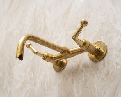 Wall-Mounted T-Shape Brass Vanity Faucet