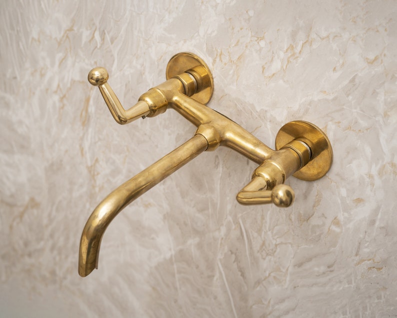 Wall-Mounted T-Shape Brass Vanity Faucet