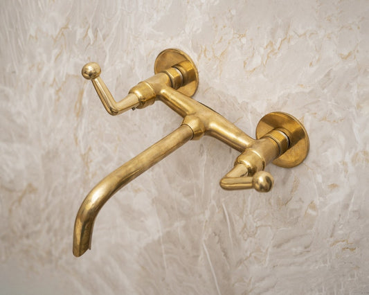 Wall-Mounted T-Shape Brass Vanity Faucet