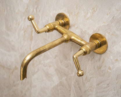 Wall-Mounted T-Shape Brass Vanity Faucet
