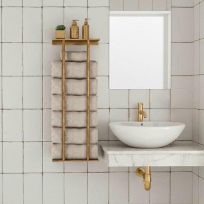 Unlacquered Brass Towel Bar Rack With Vertical Rods