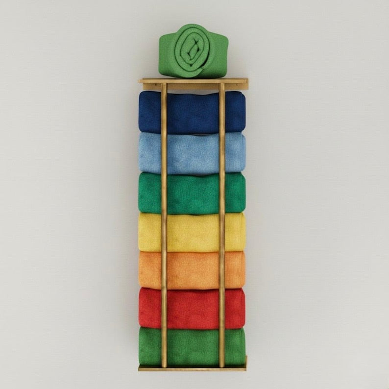 Unlacquered Brass Towel Bar Rack With Vertical Rods