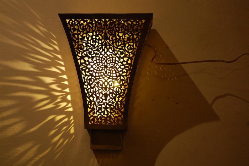 Moroccan Filigree Brass Sconce