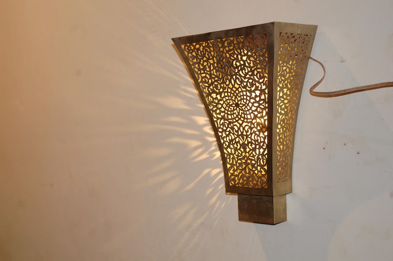 Moroccan Filigree Brass Sconce