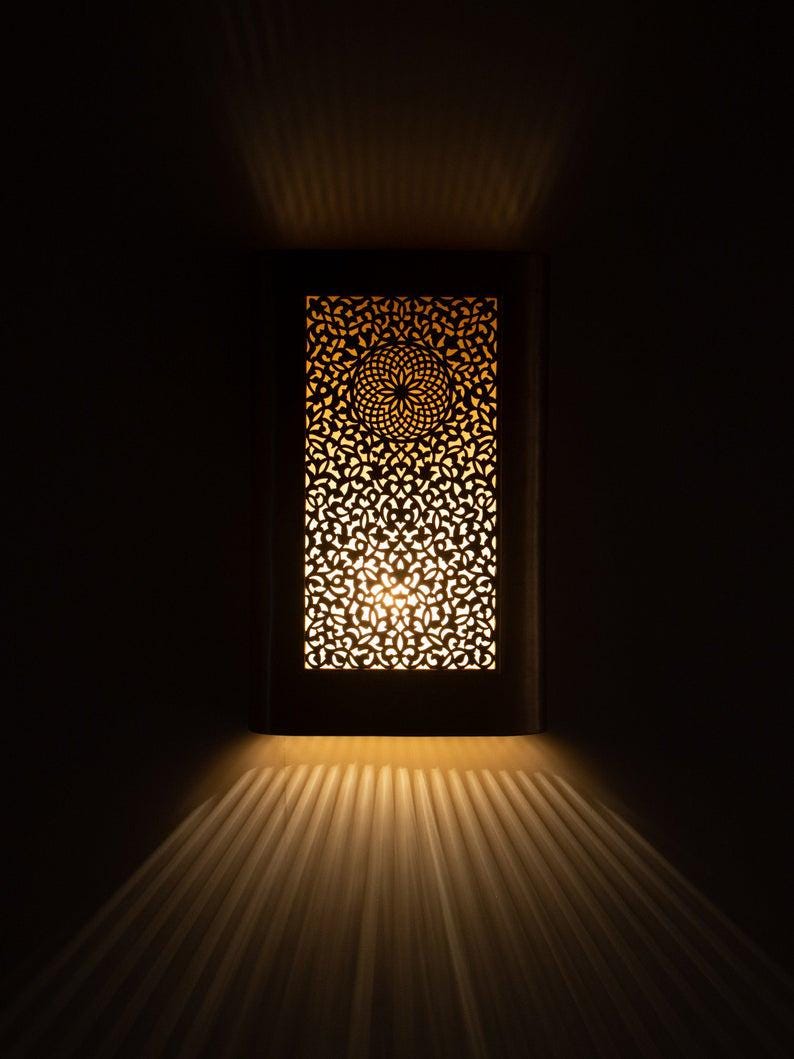 Moroccan Filigree Brass Wall Light