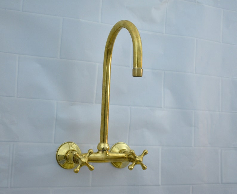 Wall Mounted Vintage Brass Kitchen Faucet