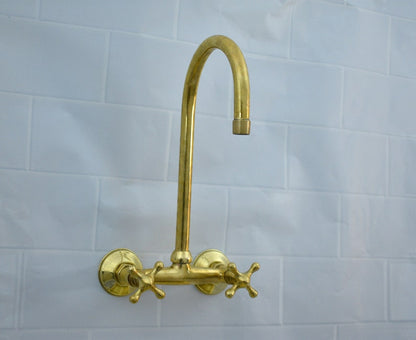 Wall Mounted Vintage Brass Kitchen Faucet