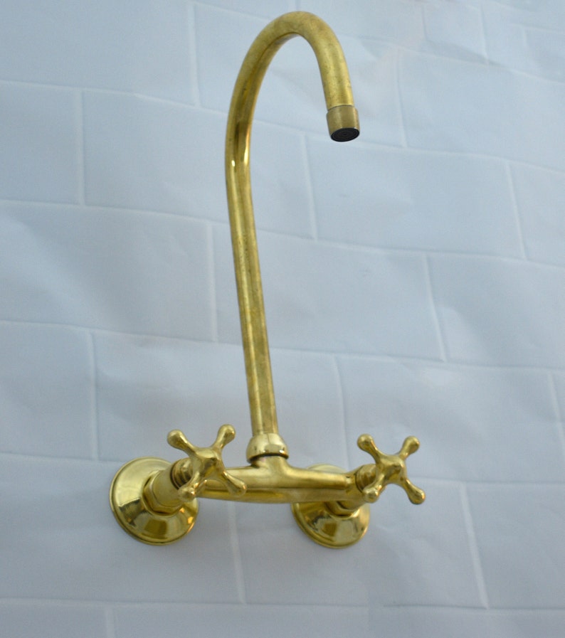 Wall Mounted Vintage Brass Kitchen Faucet