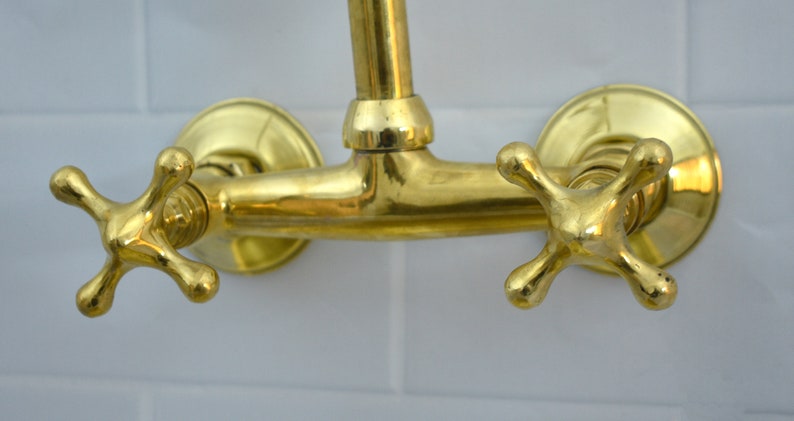 Wall Mounted Vintage Brass Kitchen Faucet