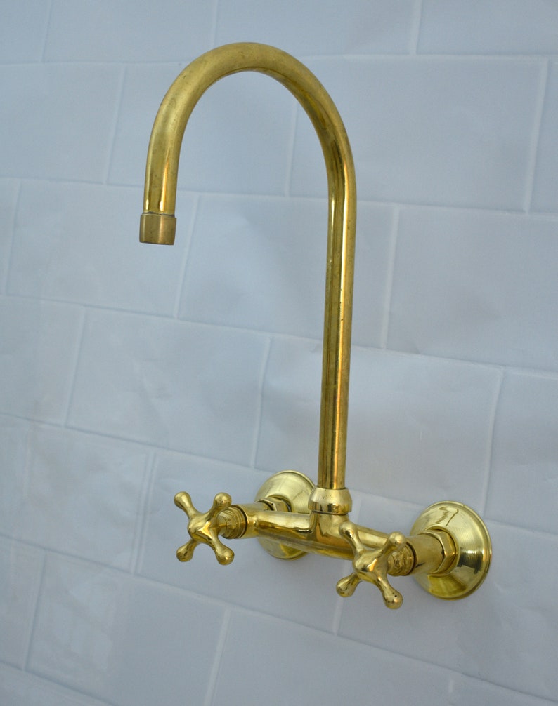 Wall Mounted Vintage Brass Kitchen Faucet