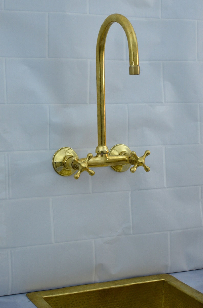 Wall Mounted Vintage Brass Kitchen Faucet