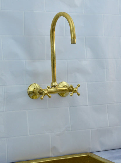 Wall Mounted Vintage Brass Kitchen Faucet