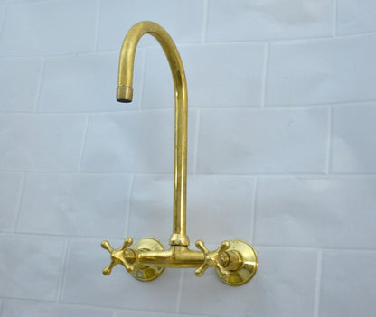 Wall Mounted Vintage Brass Kitchen Faucet