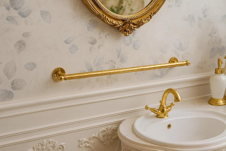 Handcrafted Moroccan Hammered Brass Towel Bar