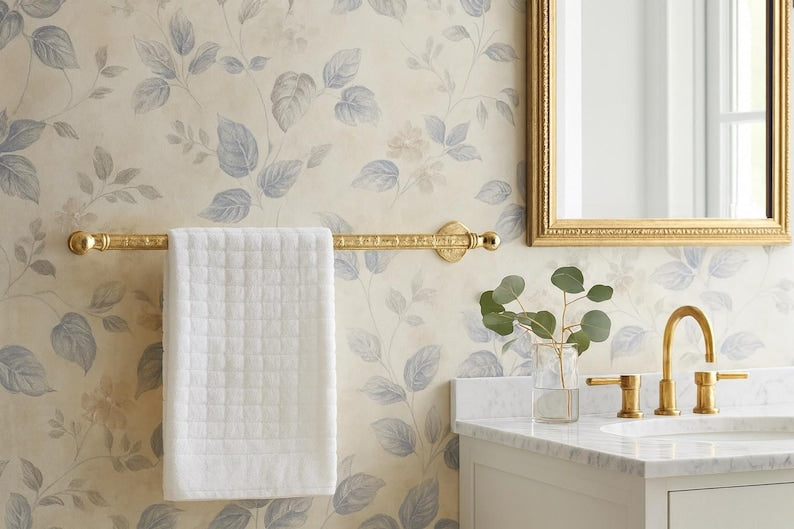 Handcrafted Moroccan Hammered Brass Towel Bar