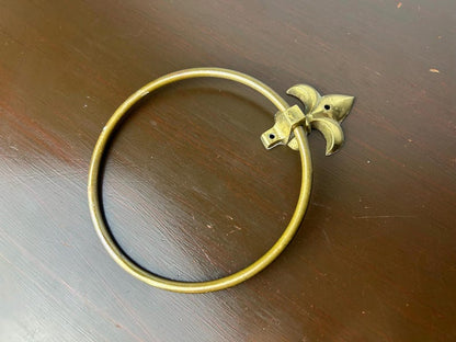 Brass Fleur-De-Lis Towel Ring Wall Mounted Bathroom Fixture