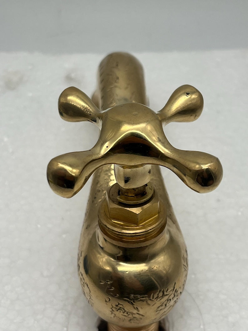 Artisan Engraved Brass Wall-Mounted Tap
