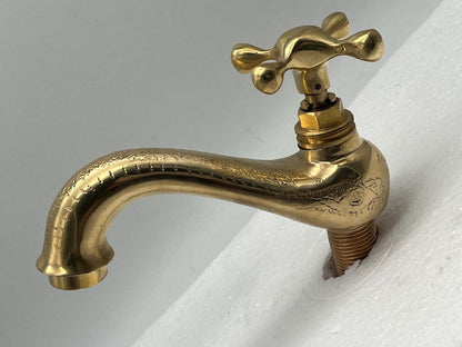Artisan Engraved Brass Wall-Mounted Tap