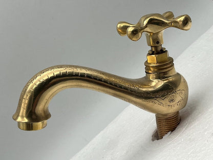 Artisan Engraved Brass Wall-Mounted Tap