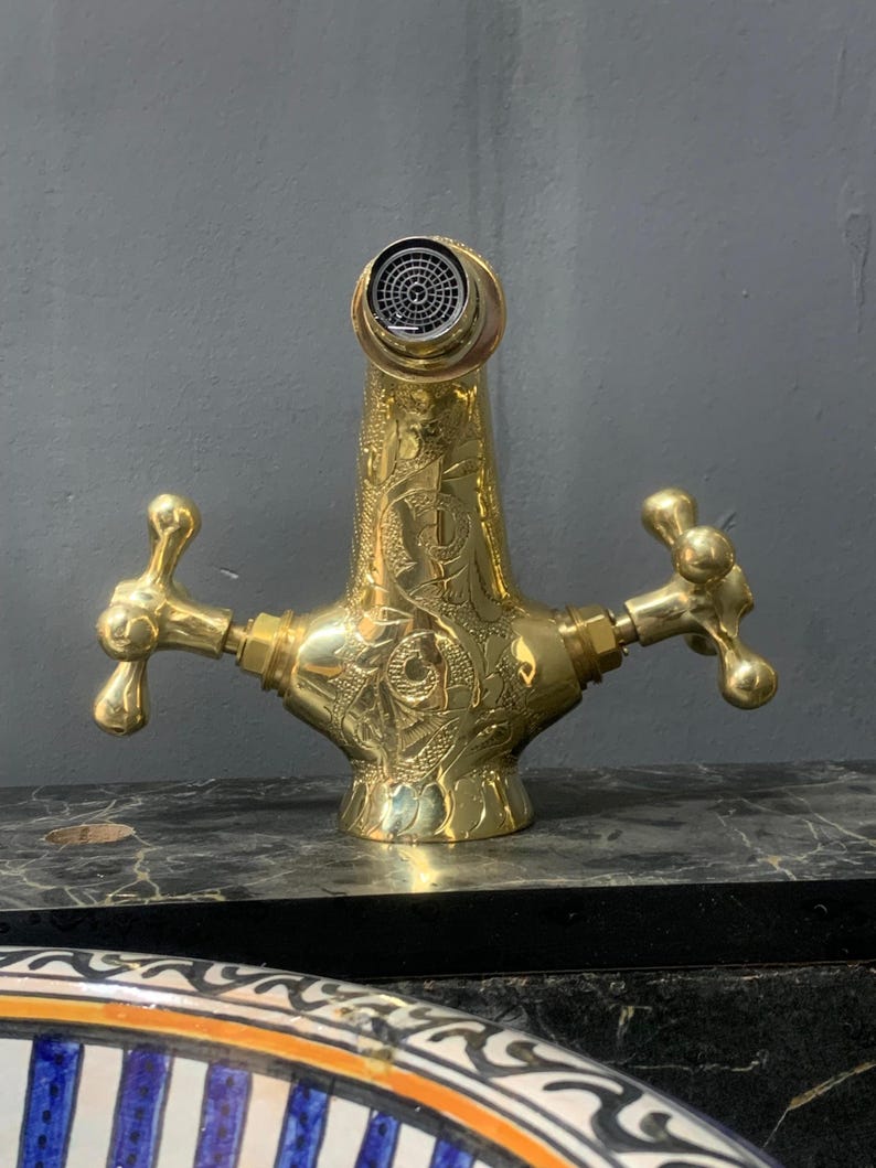 Handcrafted Solid Brass Moroccan Bathroom Faucet