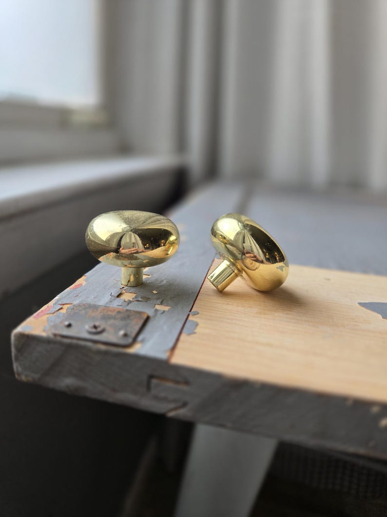 Vintage Solid Brass Round Drawer Knob