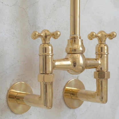 Unlacquered Brass Wall-Mount Bridge Faucet