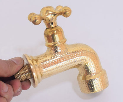 Hand-Hammered Brass Mini Wall Tap